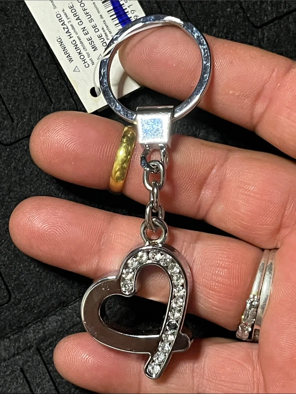 Russ Berrie Silver Heart Key & Card Holder with Crystal Accent